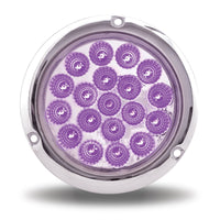 4" Red Stop, Turn & Tail to Purple Aux Round Flange Mount LED Light - 19 Diodes