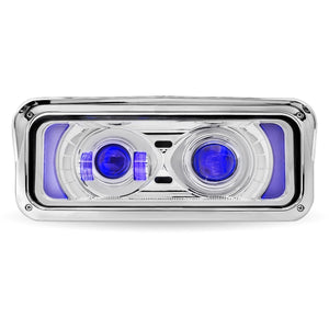 Trux Chrome LED Projector Headlight Assembly Housing Bucket w Opt. Aux. Backlight