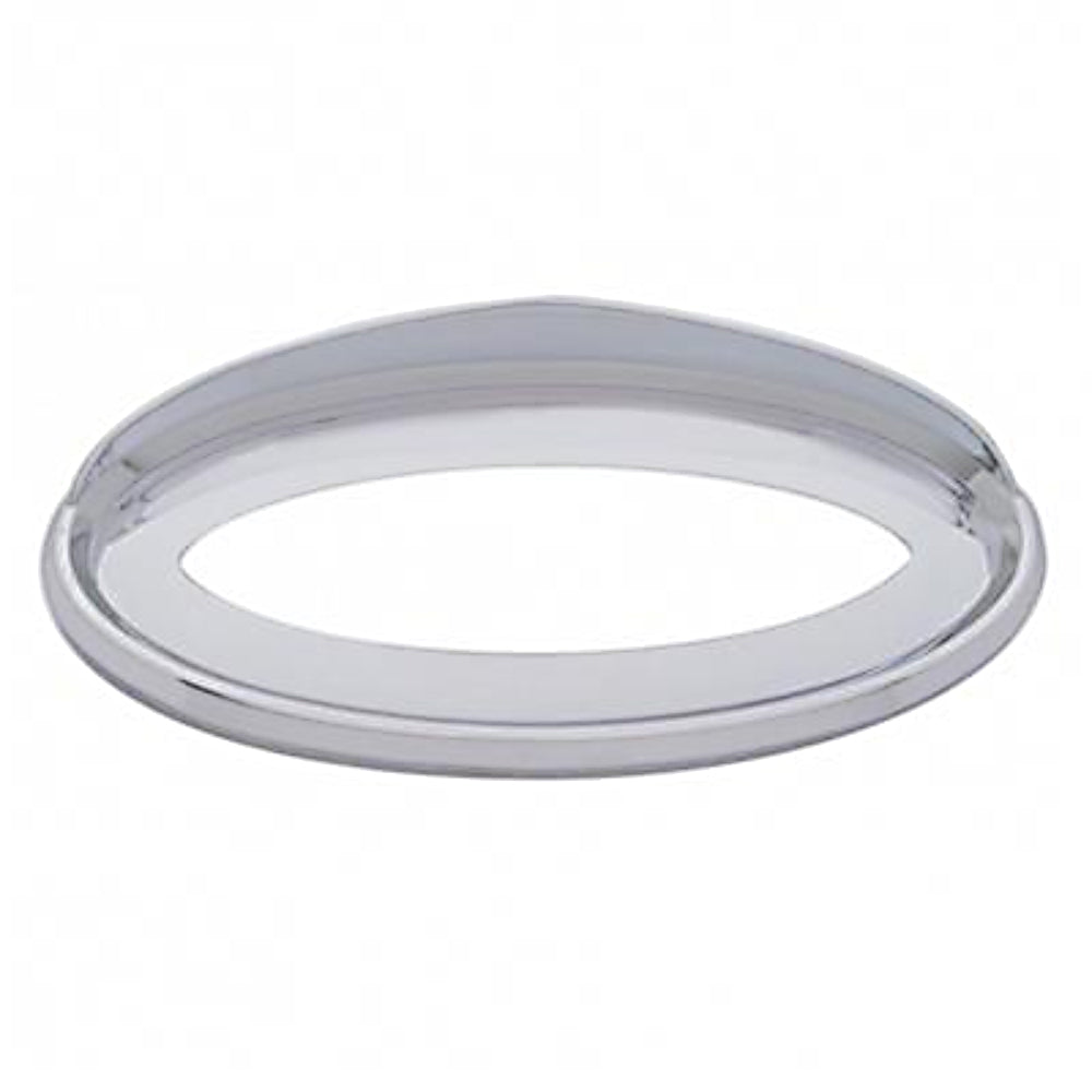 United Pacific - Peterbilt Logo Chrome Bezel w Visor (7-7/8" X 3-1/4")