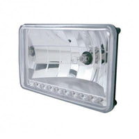 ULTRALIT - 4" X 6" Crystal Headlight With 9 Amber LED Position Light - Low or High Beam