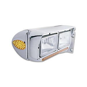 39 LED Teardrop Headlight Turn Signal Light Cover For Peterbilt - Amber LED/Amber Lens
