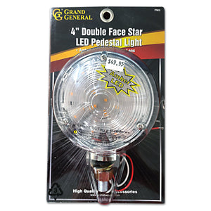 4" Double Face Star LED Pedestal Light (Amber/Red w Clear lens)