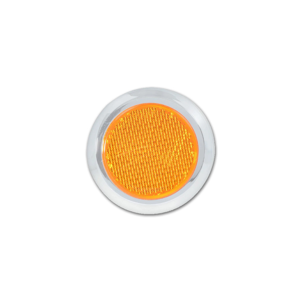 Grand General 2-1/8" Round Stick-On Reflector w Chrome Trim (Amber or Red)