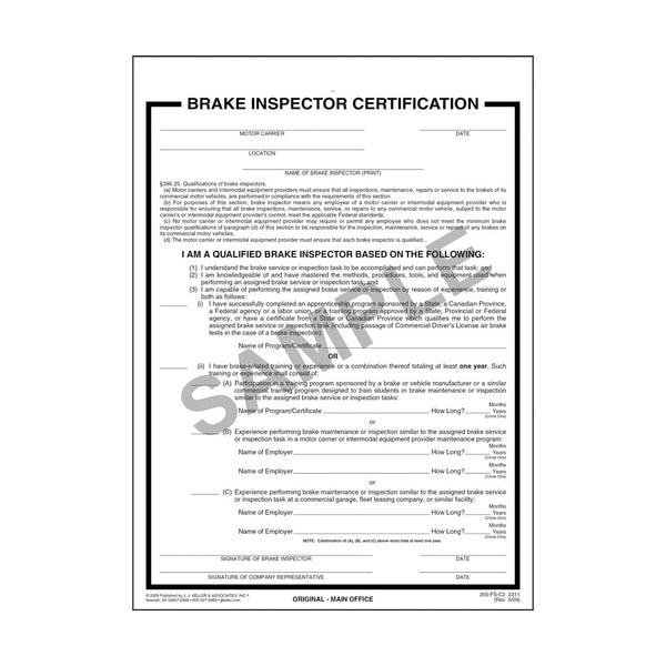 Brake Inspector Certification with ID card Berube #39 s Truck Accessories Brake Inspector Certification with ID card Berube #39 s Truck Accessories