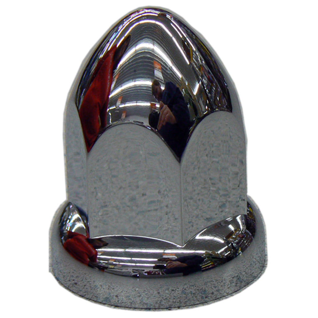 Bullet with Flange Chrome Plastic Lug Nut Cover, 33mm X 2 1/2", 1 1/2" X 2 3/4"