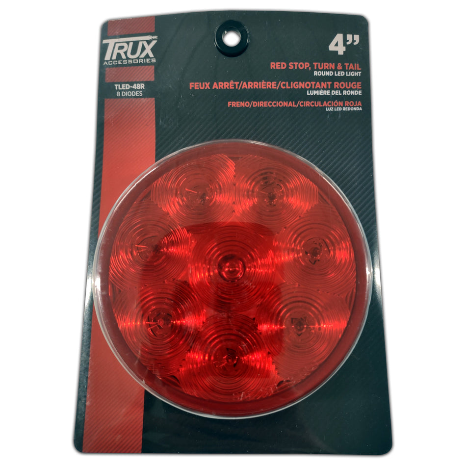 Trux 4" Red or Clear Lens w RED LEDs Stop/Turn/Tail LED Fleet Light