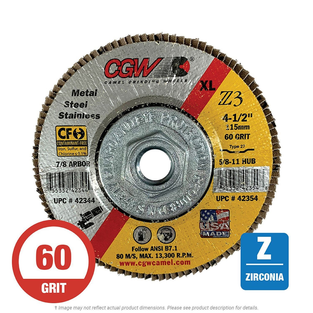 4-1/2" x 5/8"-11 Z3 Zirconia XL Flap Disc 60 Grit