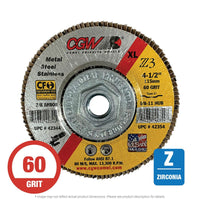 4-1/2" x 5/8"-11 Z3 Zirconia XL Flap Disc 60 Grit