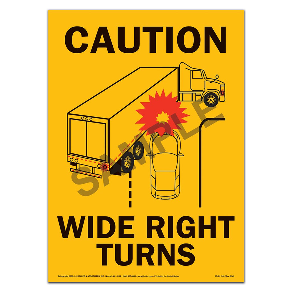 Caution Wide Turn Sign with Icon