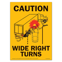 Caution Wide Turn Sign with Icon
