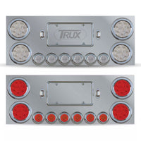 Trux Standard Rear Center Panel w 4" Holes / 2" Holes / 2 License LED Holes (Clear or Red Lens)
