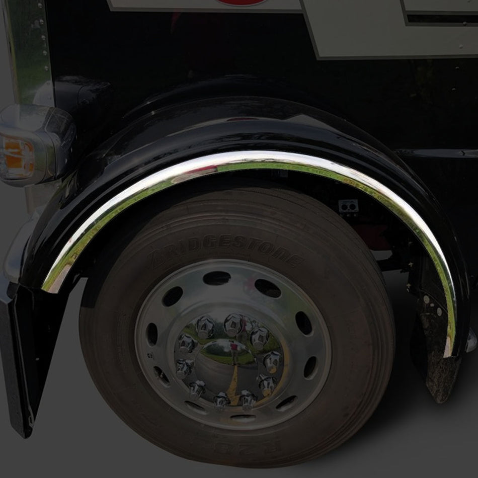Real Wheels - 1" Stainless Steel Flange Fenderette for Peterbilt, Kenworth & Others