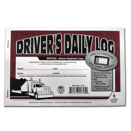 Driver’s Daily Log Book, 2-Ply, Carbon, Recap, Detailed Daily Vehicle Inspection Report