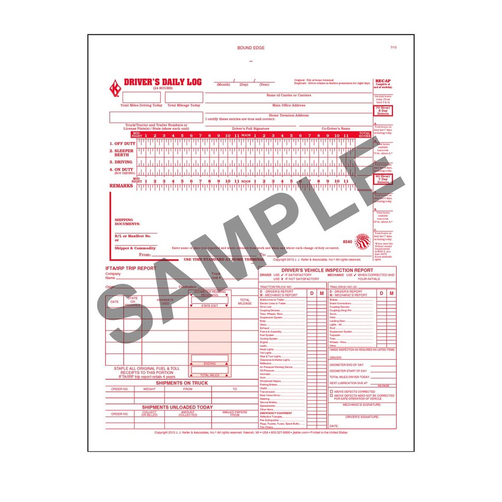 Five-In-One Driver’s Daily Log Books, 2-Ply, Carbon