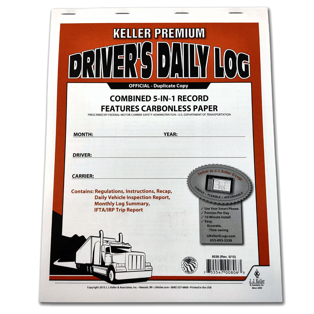 Five-In-One Driver’s Daily Log Books, 2-Ply, Carbonless
