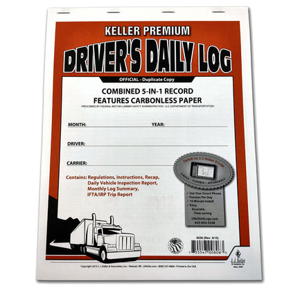 Five-In-One Driver’s Daily Log Books, 2-Ply, Carbonless