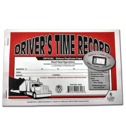 Driver’s Exemption Log -100 Air-Mile Radius - 2-Ply, with 3 carbons, No Daily Vehicle Inspection Report