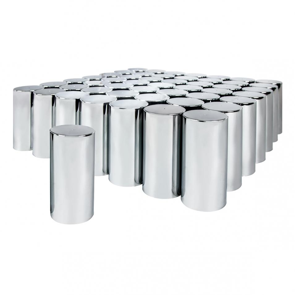 33mm x 4-1/4" Chrome Plastic Tall Cylinder Nut Cover - Thread-On - Berube's Truck Accessories