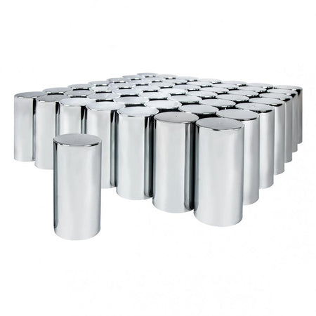 33mm x 4-1/4" Chrome Plastic Tall Cylinder Nut Cover - Thread-On - Berube's Truck Accessories