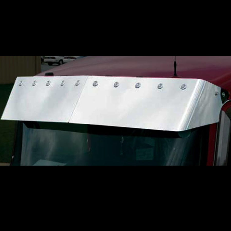 Kenworth T600, T660, T800 Curved Windshield 10 Inch Stainless Steel Blind Mount Visor