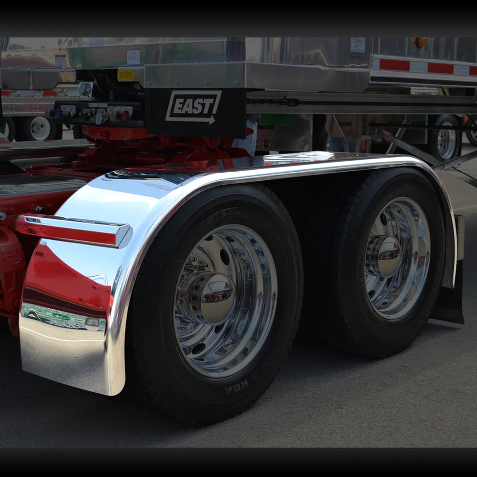 Hogebuilt 105" 430 Mid-Grade Stainless Steel Full Tandem Fenders w 25.5" Drop - Berube's Truck Accessories