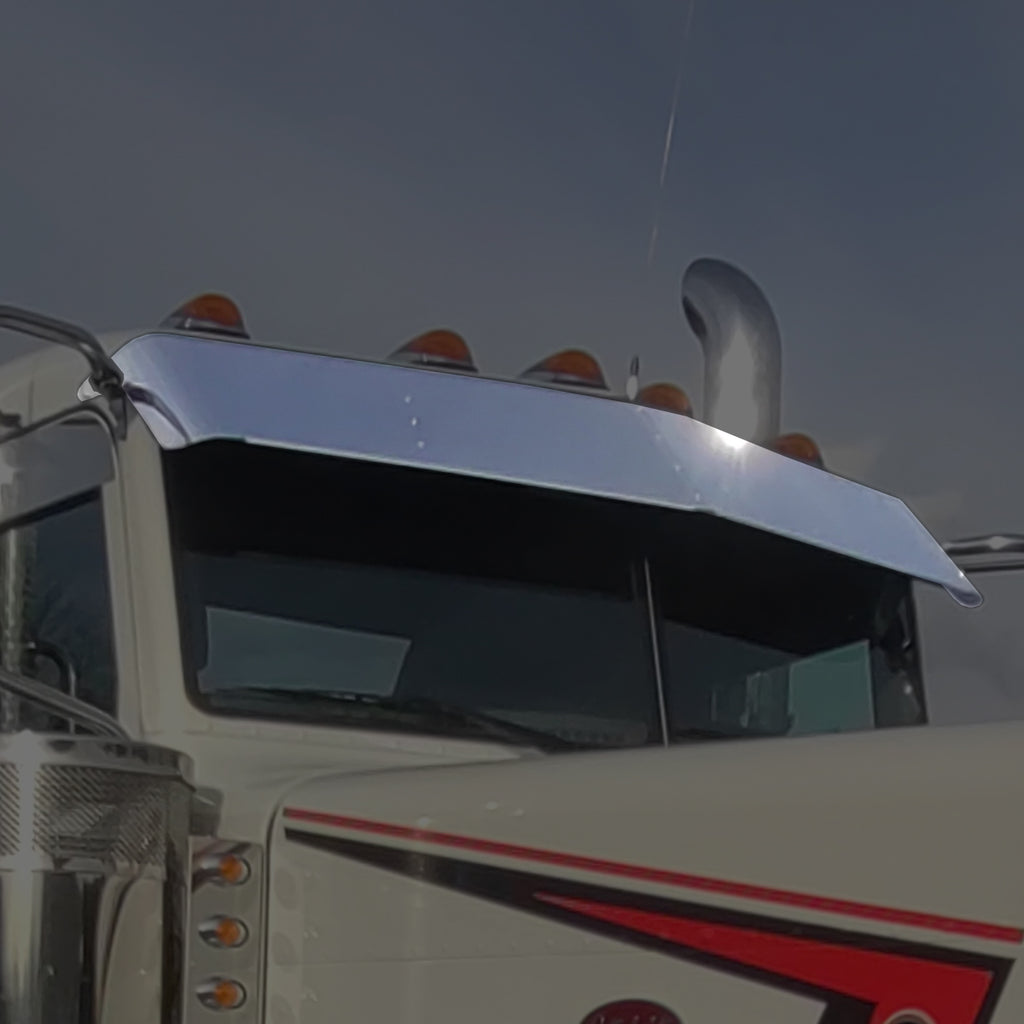 Phoenix Design - Peterbilt 379 Stainless Steel Flat Top Visor @ 12.5"