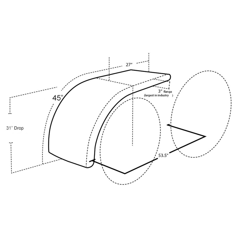 Hogebuilt 77" 430 Mid-Grade Half Tandem Fenders with 35.5" Drop