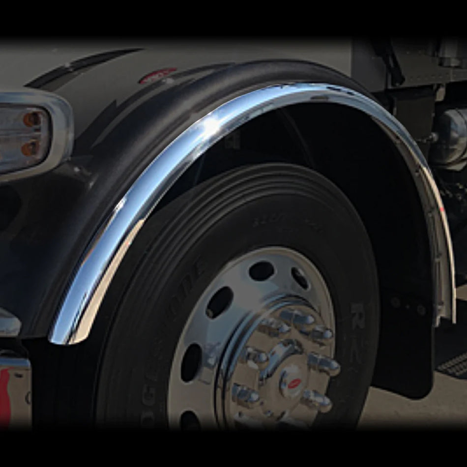Real Wheels - 1" Stainless Steel Flange Fenderettes for Peterbilt 389