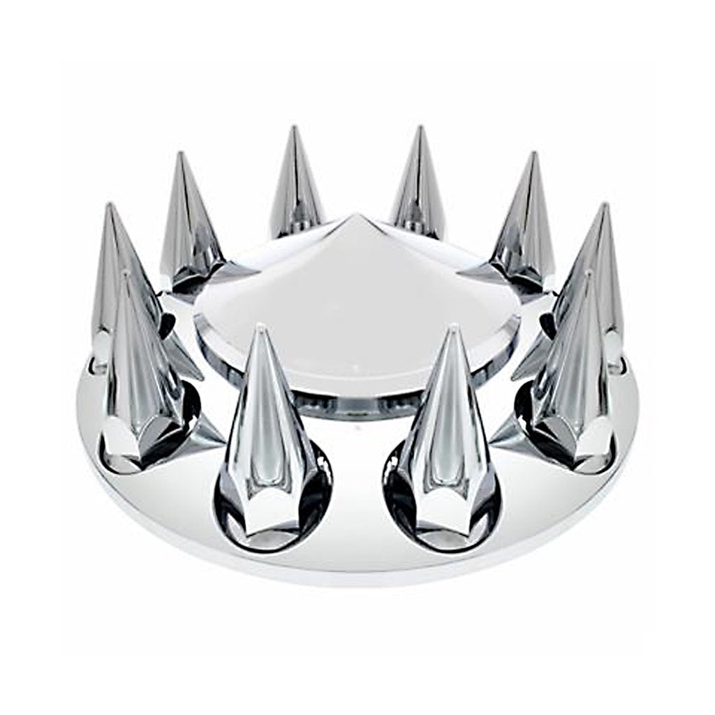 Chrome Pointed Front Axle Cover w/ 33mm Spike Thread-On Nut Cover - Berube's Truck Accessories