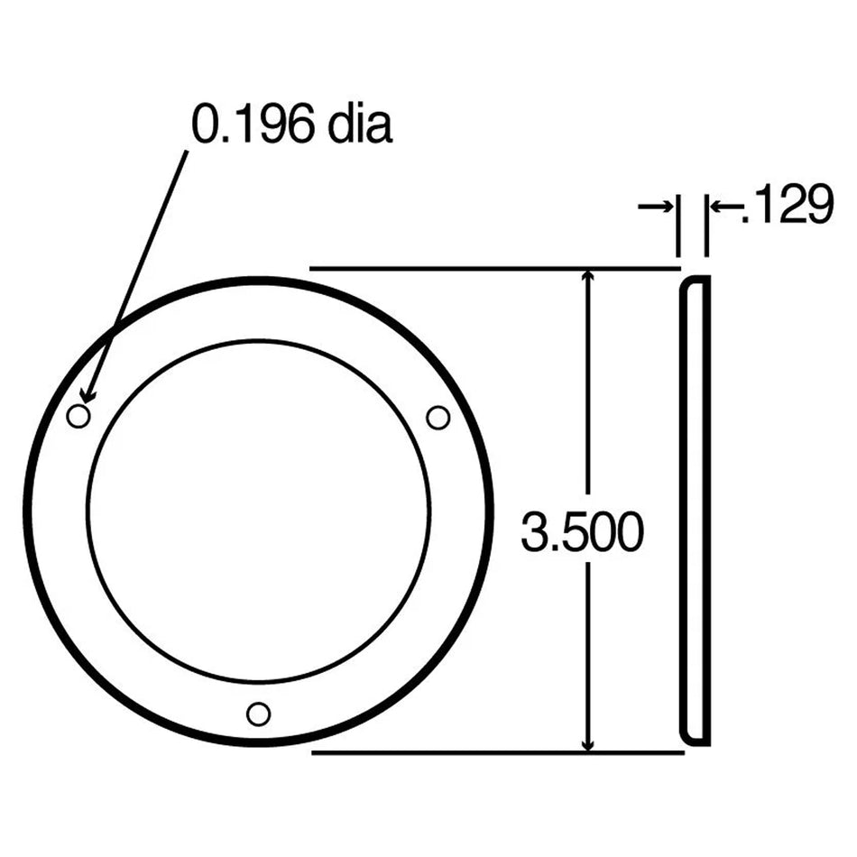 10 Series, Flange Cover, 2-1/2 in Mounts, Used In Round Shape Lights, Silver Stainless Steel