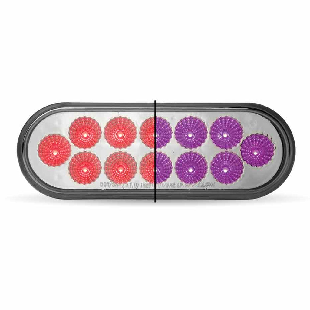 6″ Red & Purple Stop, Turn & Tail to Purple Auxiliary LED Oval Light – 12 Diodes