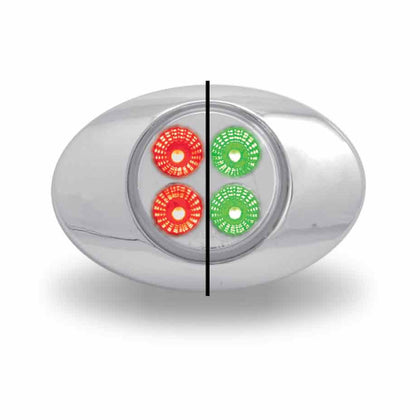 Trux - 4 Diode, Red Marker to Green Aux. Generation 2 LED Light w Chrome ABS Bezel