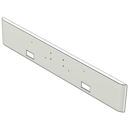 Peterbilt 365, 388, 389 18" Texas Square 7GA Steel Chrome Bumper w Bolt, Light & Center Tow Pin Holes
