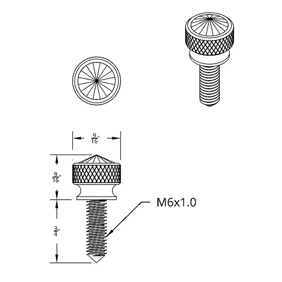 United Pacific - Kenworth 3/4" Short M6 Dash Screws w Blue Crystal (2 Pack)