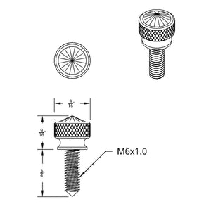 United Pacific - Kenworth 3/4" Short M6 Dash Screws w Blue Crystal (2 Pack)