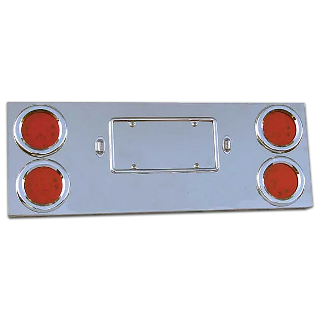 Rear Center Panel with 4 x 4" LED Lights w Red Lens & 2 License LED Lights