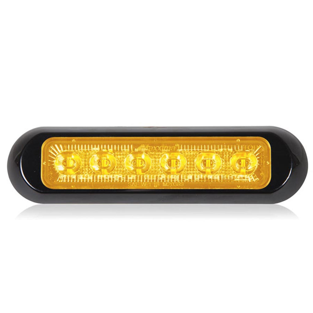 Thin Low Profile 6 LED Class 1 Warning Surface Mount Light - Amber LEDs (Clear Lens)