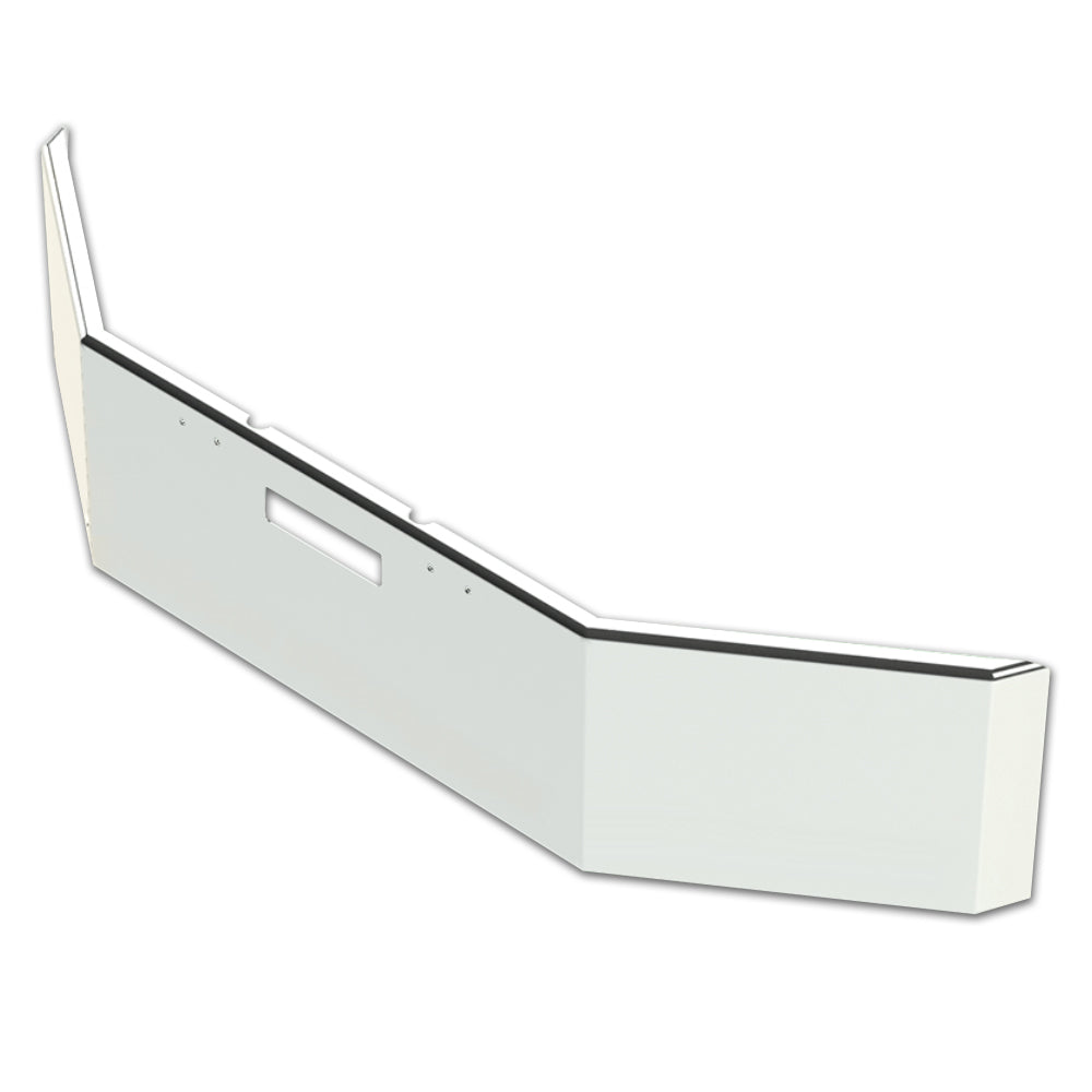 Freightliner 86+ FLC120 18" Square Rolled End 7GA Chrome Steel Bumper w Bolt, Tow Pin