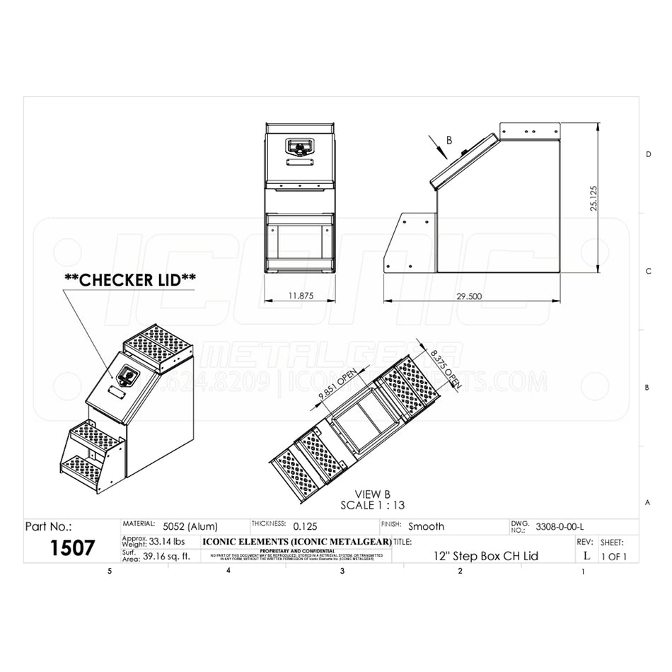 Iconic Metal Gear - 12 Inch Wide Diamond Plate Step Box