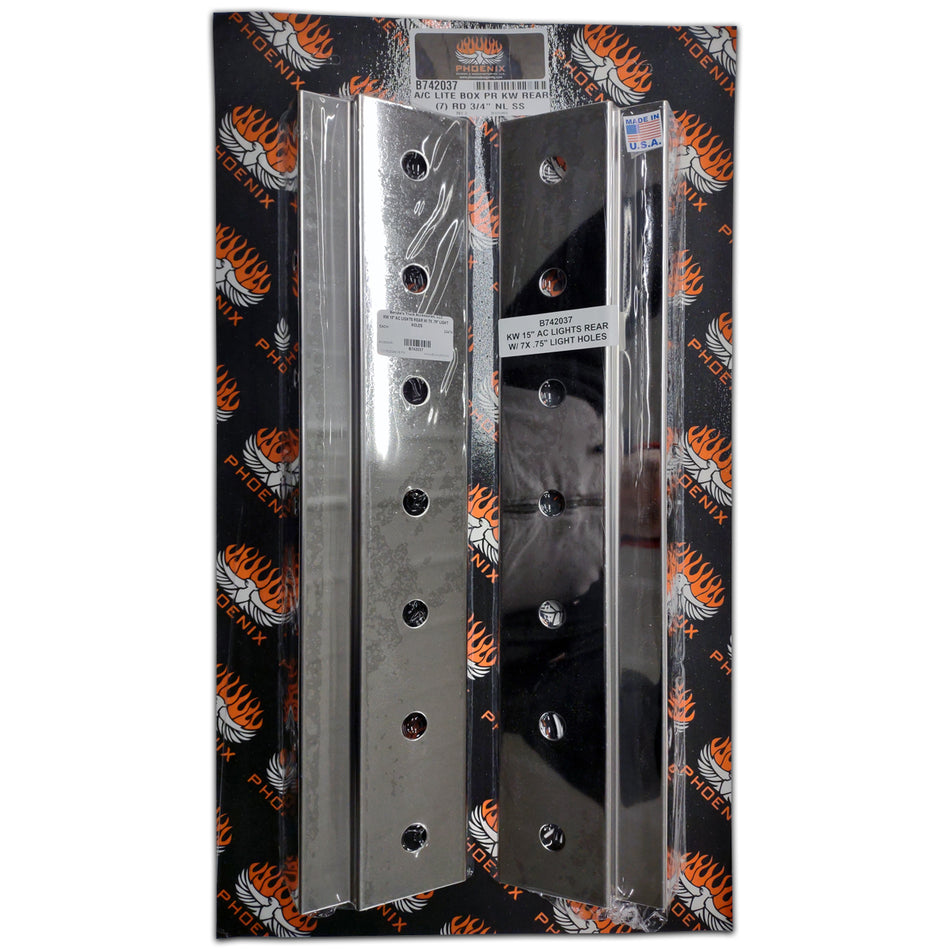 Kenworth 15" Stainless Steel Air Cleaner Light Front or Rear Panel 7 x .75" Light Holes
