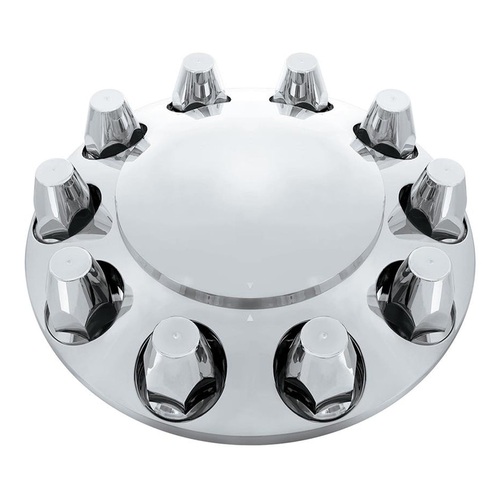 Dome Front Axle Cover w 33mm Standard Push-On Nut Covers - Chrome