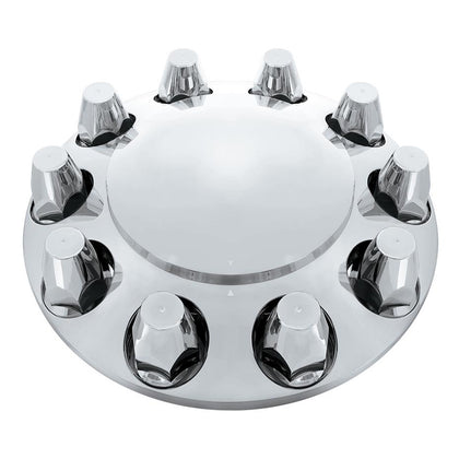 Dome Front Axle Cover w 33mm Standard Push-On Nut Covers - Chrome