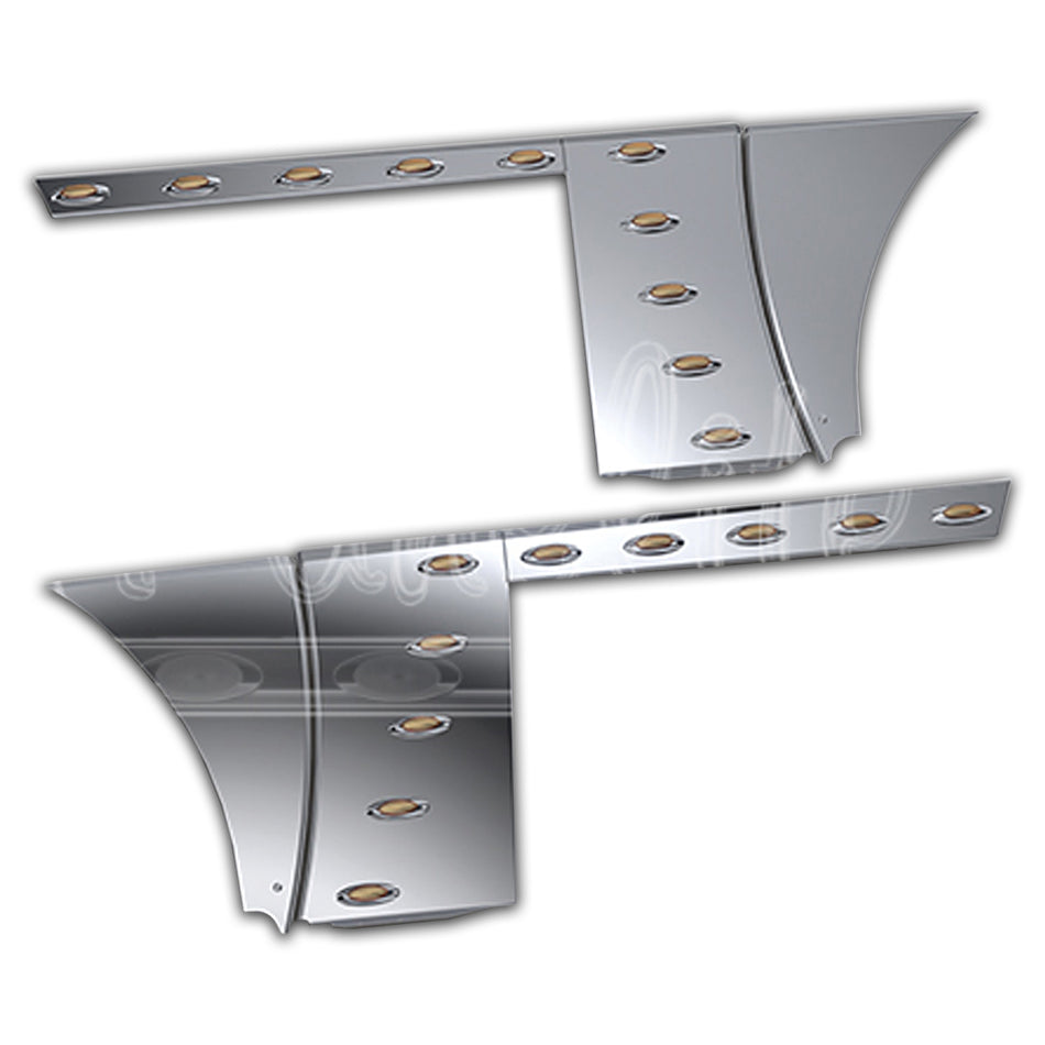 2018+ Peterbilt 388/389 Short Hood Elite Skirting Kit w Amber/Amber M5 LED Lights