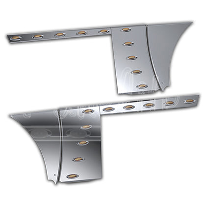 2018+ Peterbilt 388/389 Short Hood Elite Skirting Kit w Amber/Amber M5 LED Lights