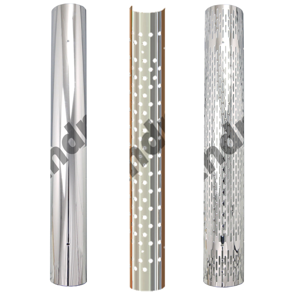 180 Degree Pipe 430 Stainless Steel Heat Shield, Round, Vertical or No Holes (No Clamps)
