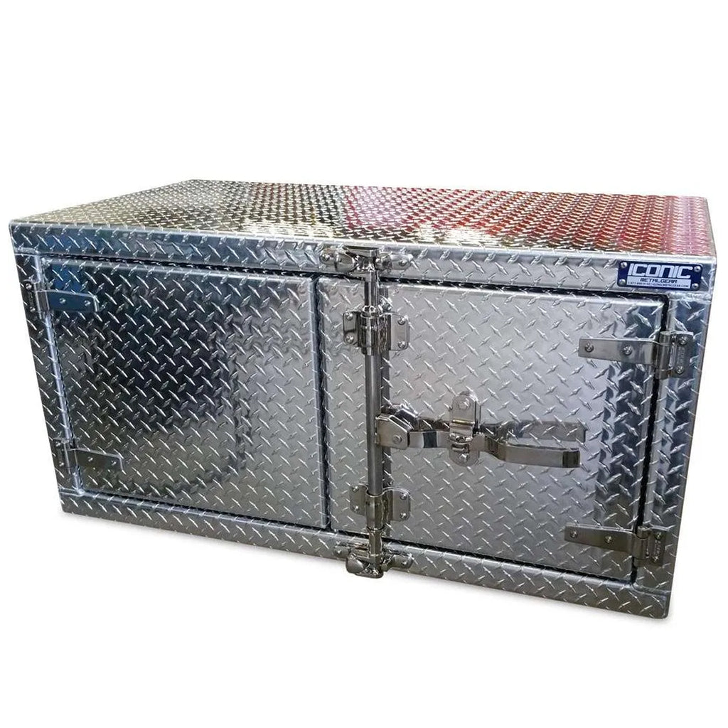 60" X 18" x 24" Aluminum Checker Plate Dual Barn Door Underbody Toolbox