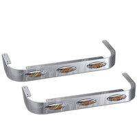 2018+ Peterbilt 389 Long Hood 44" Stainless Steel Sleeper Panels w Amber M1 Lights