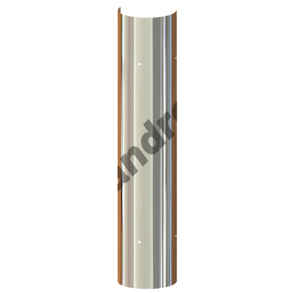 48" Long, 180 Degree Stainless Steel Muffler Heat Shield - Round, Vertical or No Holes (No Clamps)