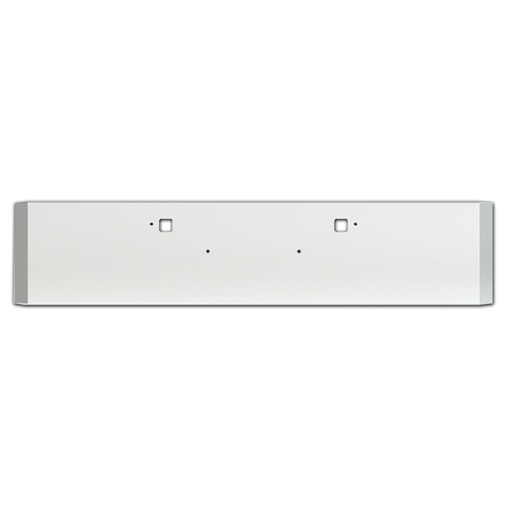 Peterbilt 389 20" Height, 45 Degree Mitered End, Chrome Steel Bumper w Tow Pin Holes