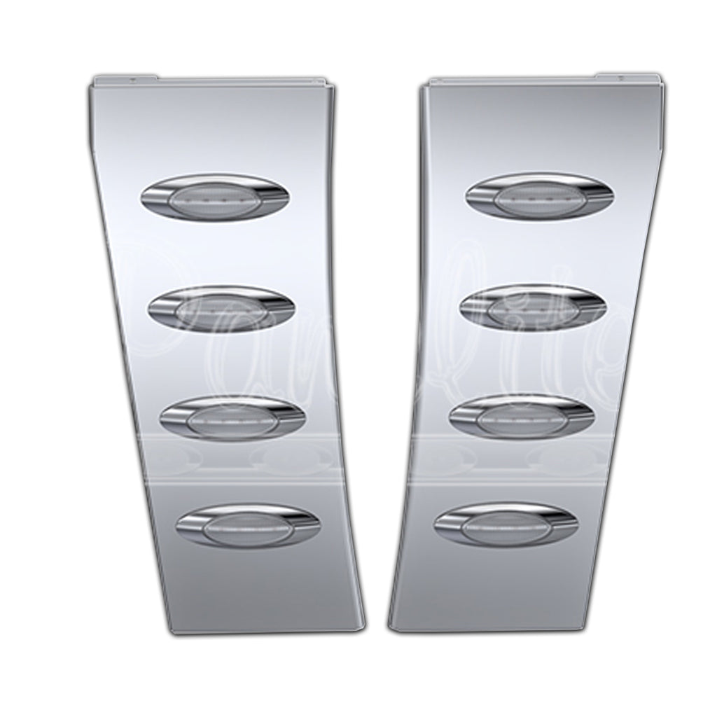 Standard Stainless Steel Hood Extension Panels w 4 x M1 Amber/Clear LED Lights